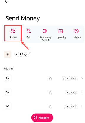 Add Payee for IMPS Fund Transfer on Axis Mobile Banking