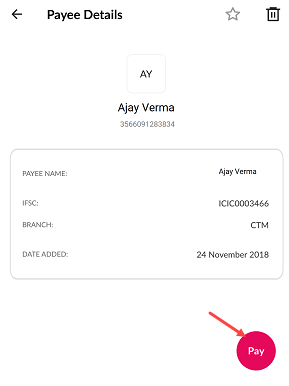 Transfer Money To the Payee Account using IMPS on Axis Mobile