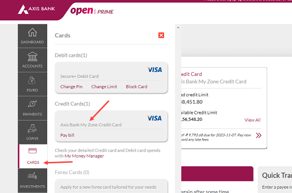 Check Axis Bank Credit card number, expiry cvv online