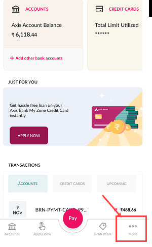 Axis Mobile Banking More