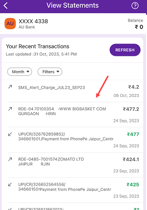 Check Bank Statement PhonePe