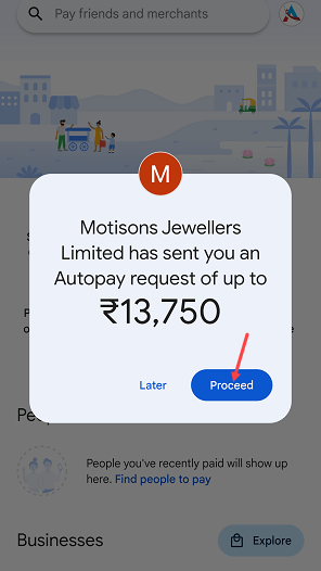 Google Pay UPI Mandate