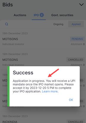Apply IPO and create mandate
