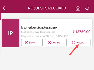Approve IPO Mandate on Axis Pay App