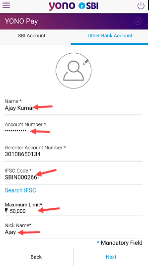 Add Beneficiary YONO SBI