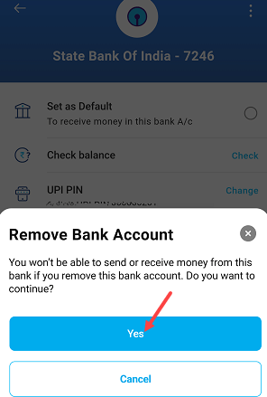 Paytm unlink remove bank account