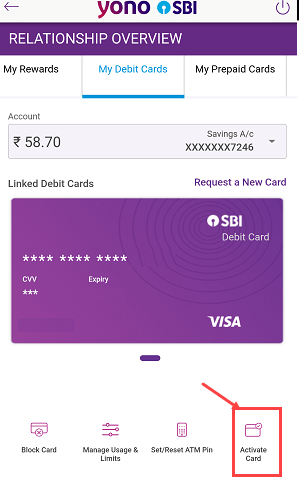 Activate SBI ATM Debit Card on YONO SBI App