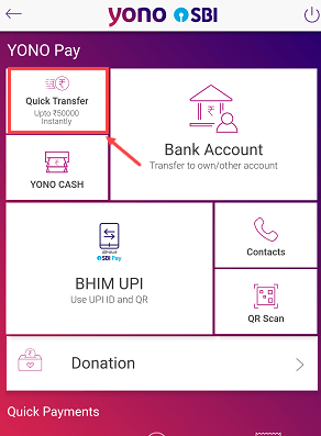YONO SBI Quick Transfer 