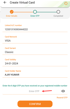 IDBI Bank Virtual Debit Card 