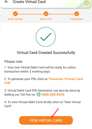 IDBI Bank Virtual Debit Card 