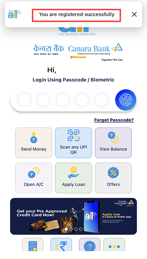 activate canara mobile banking