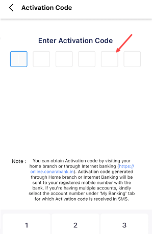Get Canara Mobile Banking Activation Code online via SMS