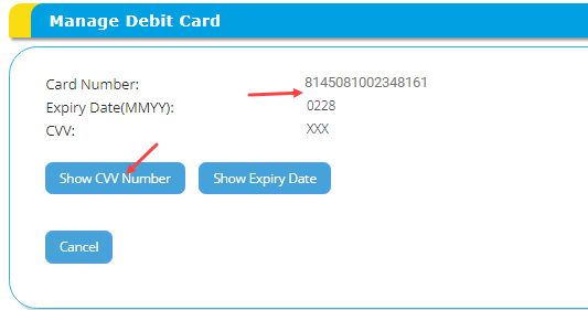 Check Canara Bank Debit Card Number, Expiry Date & CVV Online on net banking