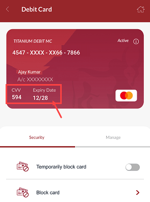 check IndusInd Bank Debit Card Number, CVV and Expiry Date Online