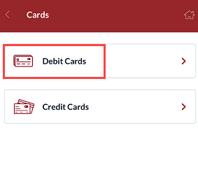 IndusInd Mobile Banking Debit Cards section