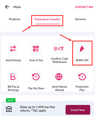 Axis mobile banking BHIM UPI 