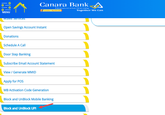 Block Unblock Canara Bank UPI Transfer