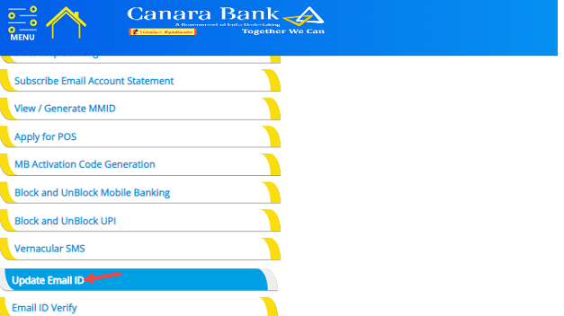 update Canara Bank Email ID online 