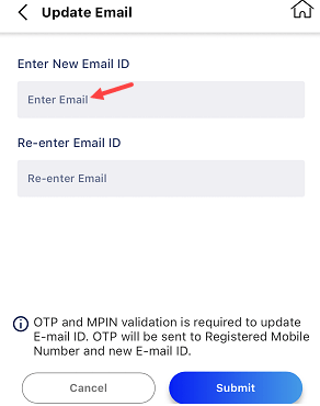 Change Canara Bank Account Registered Email ID online on Mobile Banking