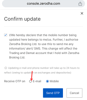 Zerodha change mobile number