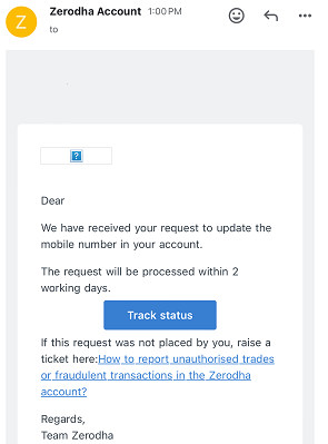 Zerodha change mobile number