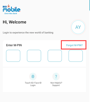 Bank of India (BOI) Omni Neo Bank Mobile Banking  Reset MPIN