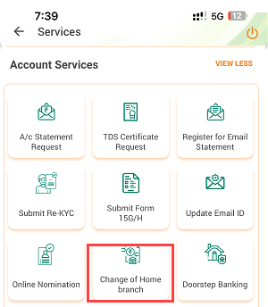 IDBI Bank Change Home Branch Online