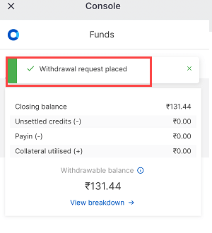 Zerodha Instant Withdrawal