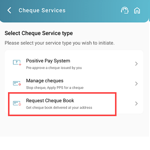 Request a New Bank of India (BOI) Cheque Book from Mobile Banking