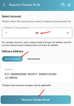 Request a New Bank of India (BOI) Cheque Book from Mobile Banking