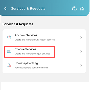Request a New Bank of India (BOI) Cheque Book from Mobile Banking
