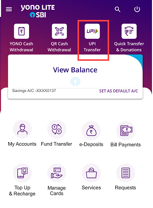 Activate/Deactivate UPI Service for SBI Account from YONO Lite