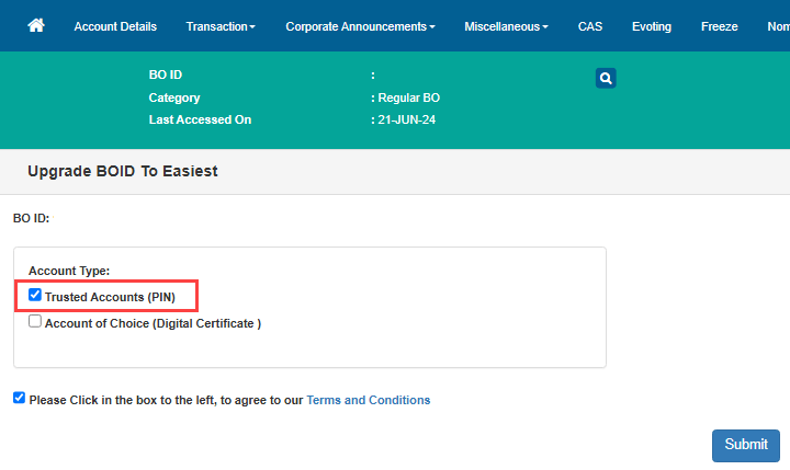Upgrade BOID From CDSL Easi Account To Easiest 