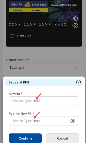 Indian Bank IndSMART Mobile Banking ATM PIN Set Reset Generate