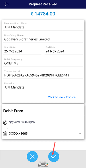 Approve IPO Mandate Request on SBI Pay UPI App