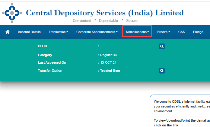 Reset CDSL Easiest Account Security Question Answer