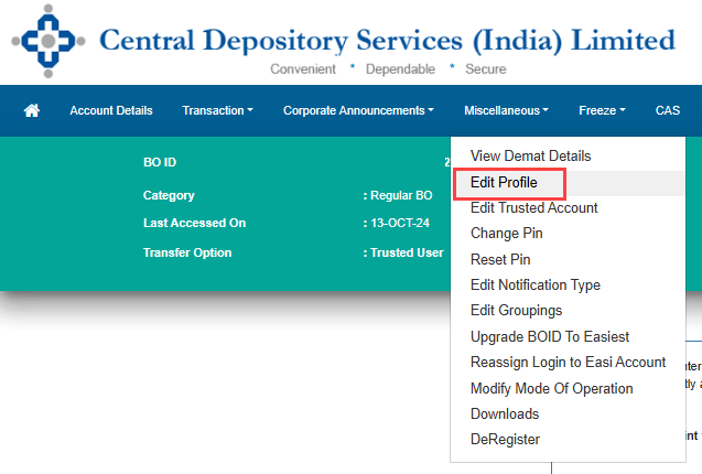 Reset CDSL Easiest Account Security Question Answer