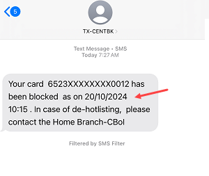 On the next screen, you will see the Hotlist Card feature, which allows you to block your card to prevent any further transactions.