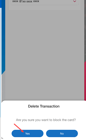 On the next screen, you will see the Hotlist Card feature, which allows you to block your card to prevent any further transactions.