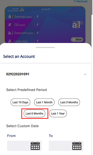 Download Canara Bank Account Last 6 Months Statement from Mobile Banking
