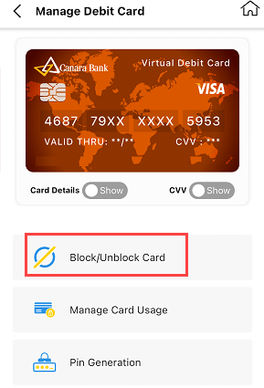 Permanently Block Canara Bank ATM/Debit Card Online from Mobile Banking