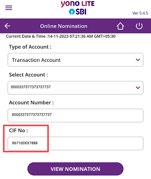 Check Your SBI CIF Number in YONO Lite Mobile Banking