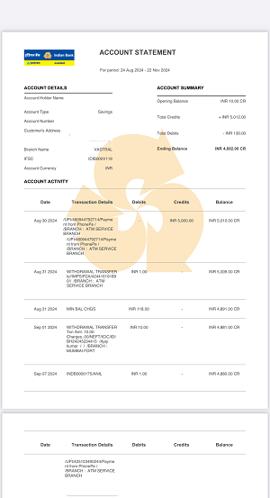 Download Your Indian Bank Account Last 3 Months Statement