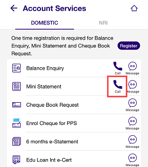 SBI Missed Call Banking
