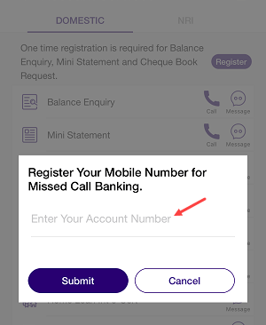 SBI Missed Call Banking