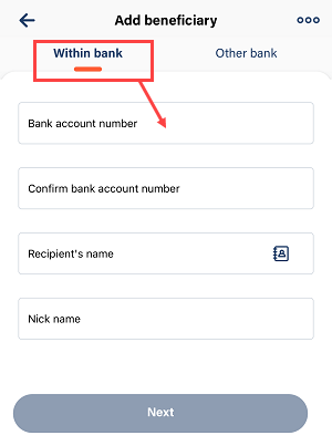 Add a Beneficiary Account on Bank of Baroda Mobile Banking