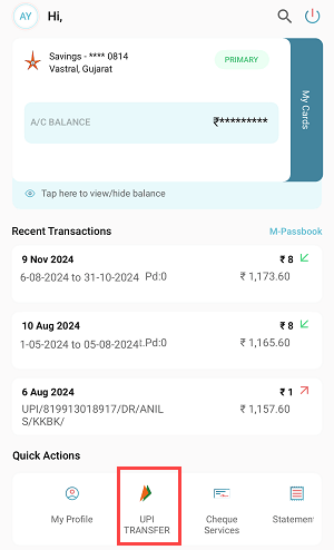 UPI Money Transfer on Bank of India (BOI) Mobile Banking