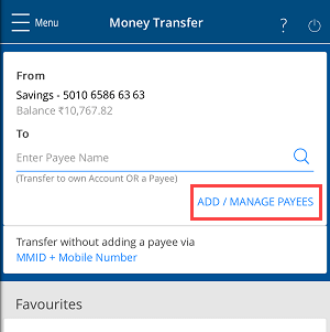 Add Payee Bank Account on HDFC Mobile Banking
