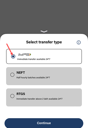 IMPS Money Transfer on Bank of Baroda Mobile Banking