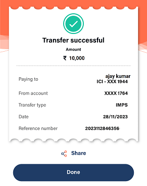 IMPS Money Transfer on Bank of Baroda Mobile Banking